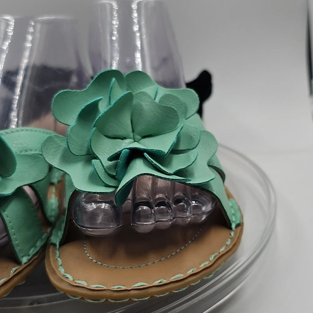 G SONOMA LIFE STYLE‎ SANDALS Mint Green Floral Flat Sandals Size 8 M